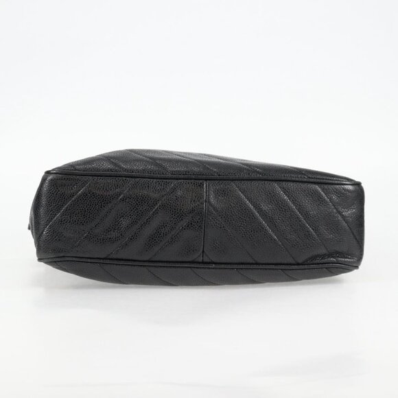 CHANEL COCO Mark Chain Shoulder Bag Grained Calf Skin Black Gold CC Auth 128487V - Picture 6 of 16